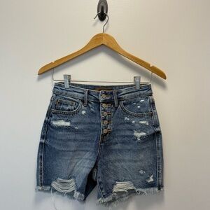 Judy Blue Button-Up Distressed Jean Shorts